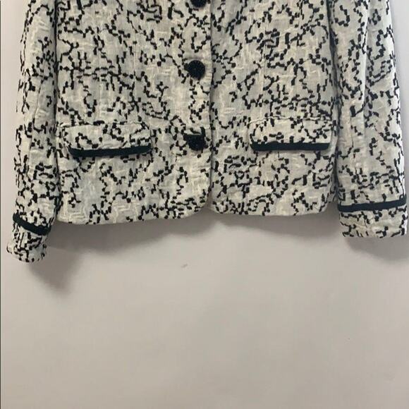 CHICO’S‎ 100% LINEN BLACK & WHITE BLAZER SIZE 1 - Picture 5 of 9